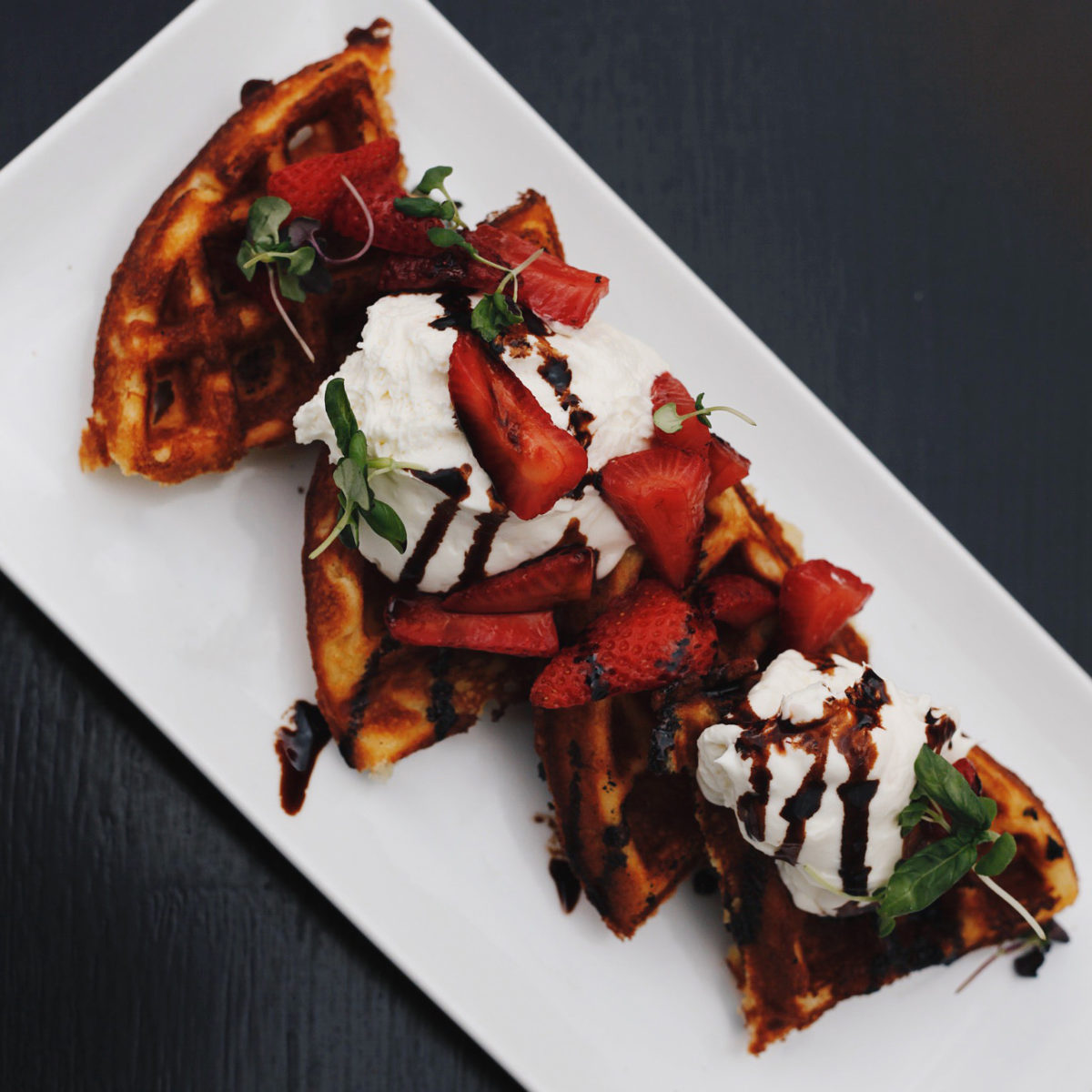 Beast + Bottle signature dishes Chicken-Cherry Sausage
Lamb Bacon Pappardelle
Strawberry Shortcake Waffle